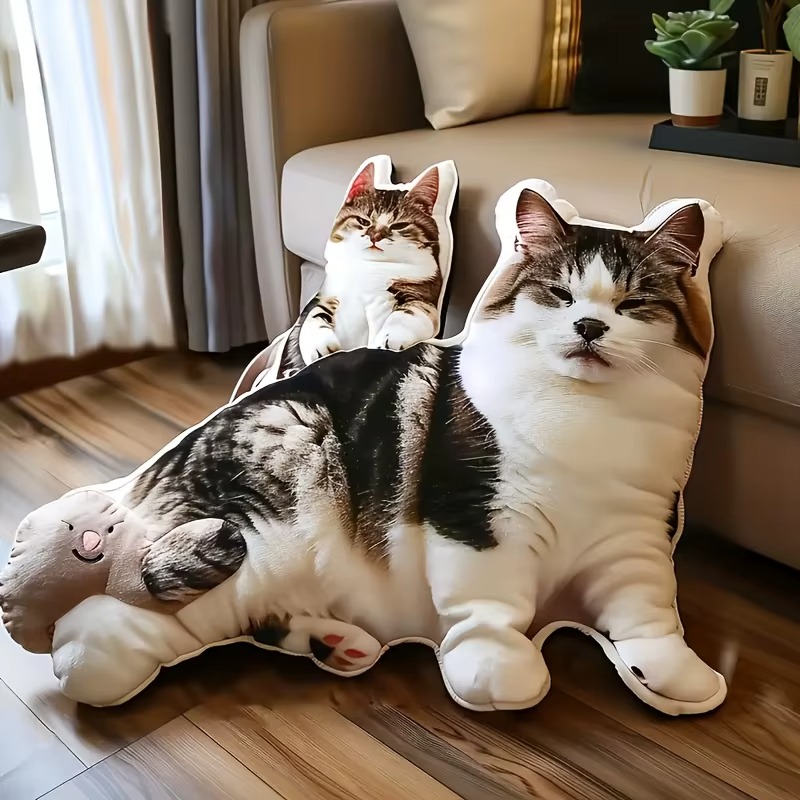 Pet Portrait Custom - หมอนสำหรับสัตว์เลี้ยงดีไซน์ทันสมัยสั่งทำพิเศษ พิมพ์ลายดิจิทัลด้านเดียว หมอนรองรับรูปภาพส่วนตัวของแมวและสุนัข