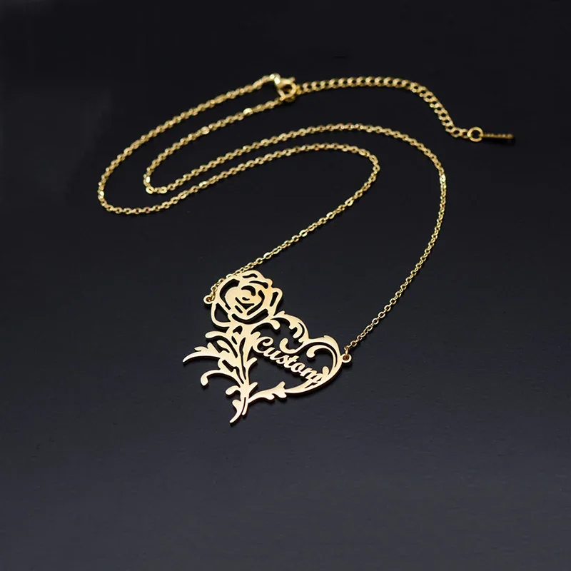 สร้อยคอจี้รูปหัวใจดอกกุหลาบทำจ - Birth Flower Necklace บทวิจารณ์และราคา